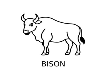 Bison Line Art Vector Illustration for Wildlife Animal and Minimalist Designs