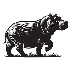 Hippopotamus silhouette illustration vector design, A hippopotamus silhouette vector illustration, Hippopotamus silhouette illustration vector design, hippos set silhouette on white background vector.