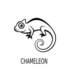 Chameleon Line Art Vector Illustration for Wildlife Reptile and Minimalist Designs