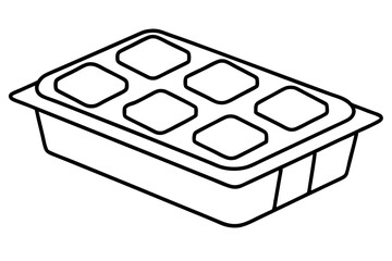 Ice Cube Tray Line Art Vector Illustration 