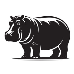 Hippopotamus silhouette illustration vector design, A hippopotamus silhouette vector illustration, Hippopotamus silhouette illustration vector design, hippos set silhouette on white background vector.