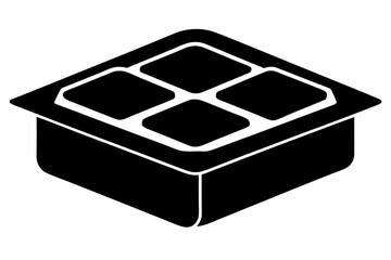 Ice Cube Tray Silhouette Vector Illustration 