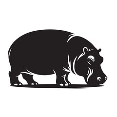 Hippopotamus silhouette illustration vector design, A hippopotamus silhouette vector illustration, Hippopotamus silhouette illustration vector design, hippos set silhouette on white background vector.