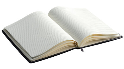 Obraz premium Open Notebook: An open notebook with crisp, lined pages awaits, offering a blank canvas for thoughts and ideas. The simplicity evokes a sense of potential, ready to be filled with inspiration.