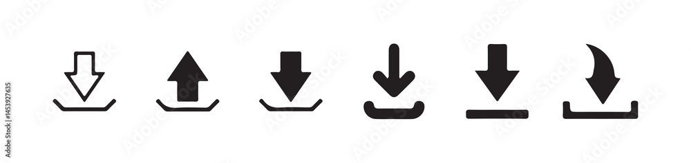 Poster download and upload icon buttons set. files download and upload icons symbol in line and flat style 