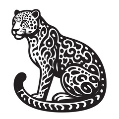 cheetah black Silhouette vector art Illustration with white background, Vintage engraving isolated leopard set panther illustration ink sketch. Africa wild cat cheetah background jaguar animal vector.