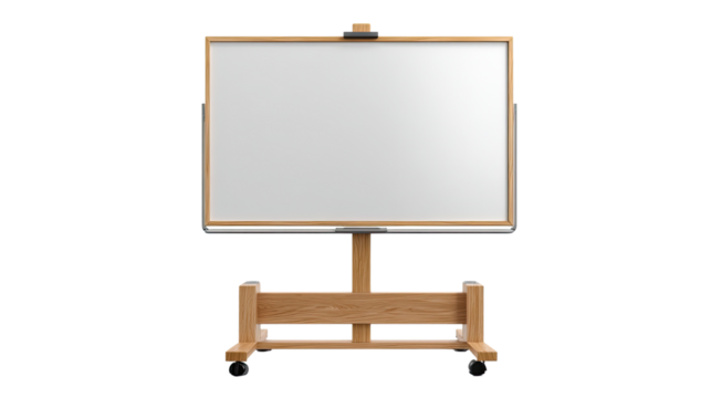 Clean Canvas: A clean, empty whiteboard awaits fresh ideas, presentations, and brainstorming sessions, inviting endless possibilities and creative collaboration.