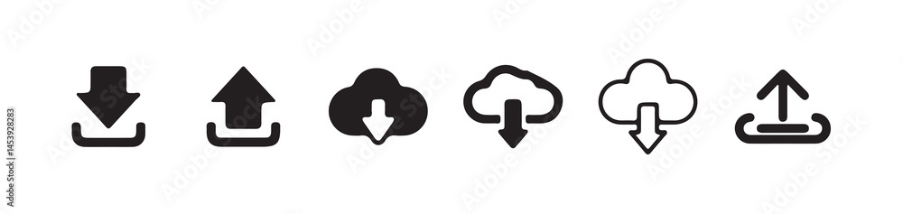 Poster download upload button icon. upload icon. down arrow bottom side symbol. click here button.cloud dow