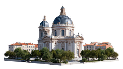 Fototapeta premium Majestic Architectural Marvel: This image is a showcase of the magnificent architecture of a grand building, its towering facade and elegant detailing a testament to human creativity and engineering.