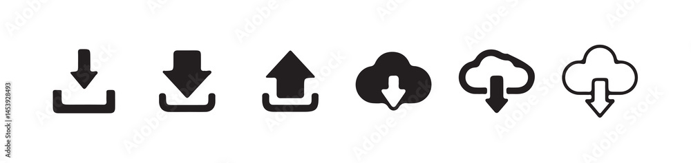 Poster download upload button icon. upload icon. down arrow bottom side symbol. click here button.cloud dow