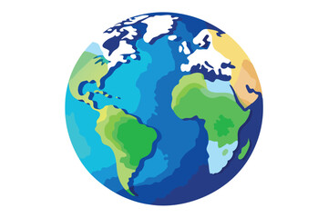 Naklejka premium Illustrated earth globe showcases continents like North America, Africa and South America isolated on white