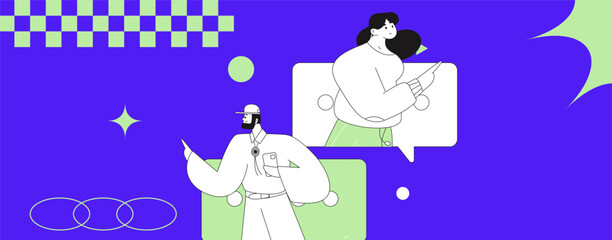 Fototapeta premium Communicate with consultants flat vector character concept operation hand drawn illustration 