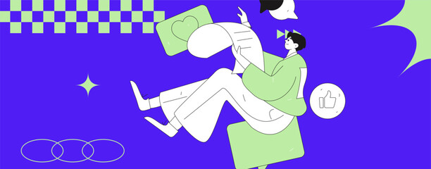 Communicate with consultants flat vector character concept operation hand drawn illustration
