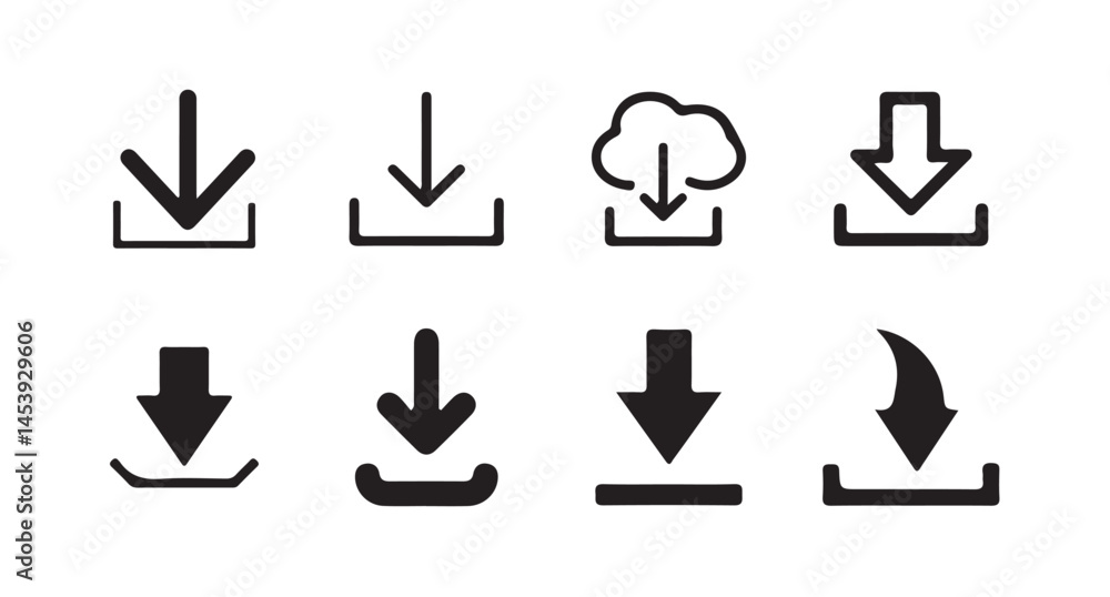 Poster download upload button icon. upload icon. down arrow bottom side symbol. click here button.cloud dow