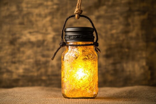 Decorative glass jar lantern