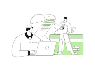 Communicate with consultants flat vector character concept operation hand drawn illustration
