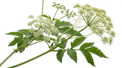 Herbal plant Angelica archangelica or Garden angelica on white or transparent background