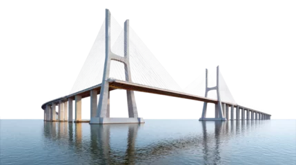 Peel and stick wall murals Vasco da Gama Bridge: A contemporary architectural marvel, this striking cable-stayed bridge gracefully spans the tranquil waters, embodying innovation and structural prowess.