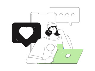 Communicate with consultants flat vector character concept operation hand drawn illustration
