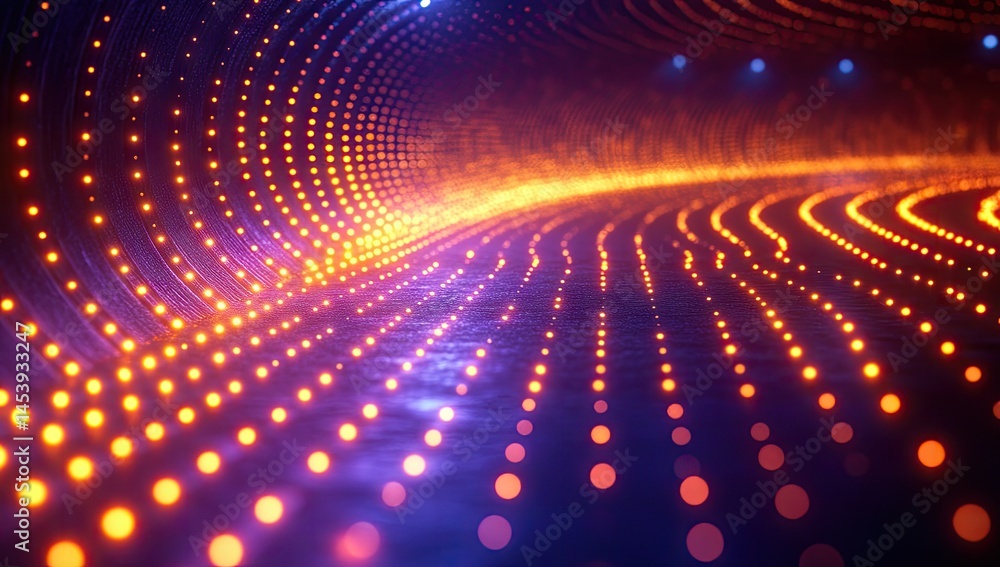Aufkleber abstract digital tunnel with glowing points of light.