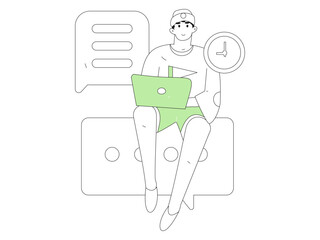 Communicate with consultants flat vector character concept operation hand drawn illustration

