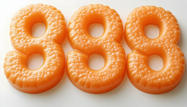 Three orange textured numbers 888