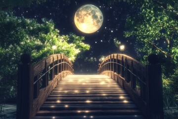 Fototapeta premium Mystical Moonlight Bridge
