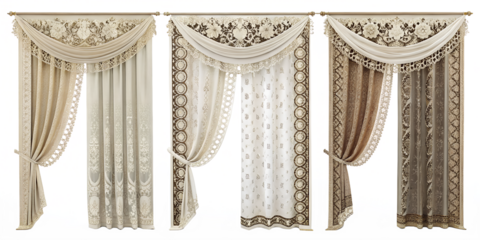 draped curtains in pastel blue and pink soft fabric isolated on white background png