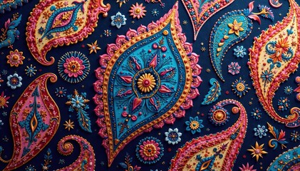 Intricate paisley pattern flows seamlessly across fabric , paisley print, paisley