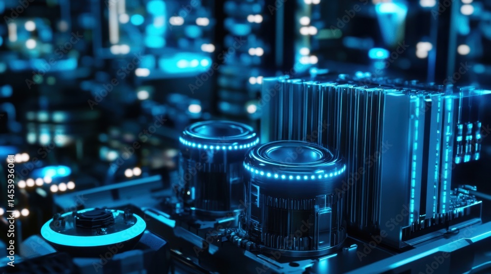Poster close-up of a high-voltage capacitor array used in modern renewable power converters