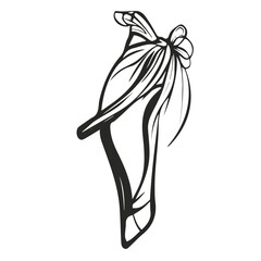 Black and white Ballet Slipper symbol, perfect for tattoos, vectors, logos, isolated on a white background.