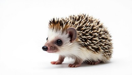 Obraz premium Close-up of a single hedgehog against a bright white backdrop, adorable, picture