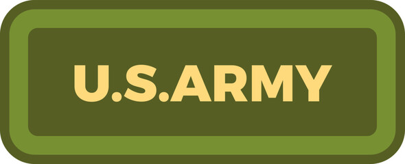 Simple rectangular U.S. Army logo with yellow writing and double green border representing the military land warfare service branch of the United States Armed Forces