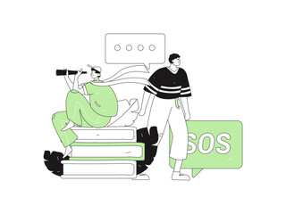 Communicate with consultants flat vector character concept operation hand drawn illustration
