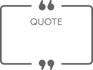 Rectangular frame inviting to write a quote, with quotation marks at the top and bottom and the word quote in the center, providing a simple and elegant way to highlight text