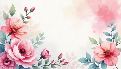 Delicate watercolor floral wallpaper, soft pastel hues, floral, bud