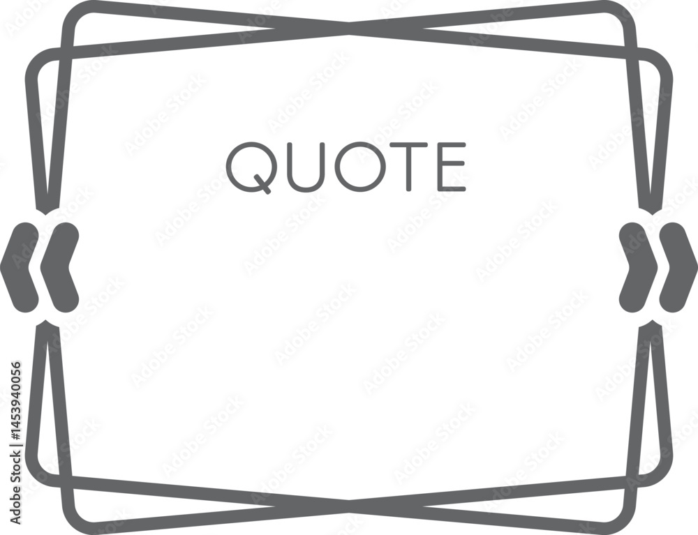 Poster rectangular quote frame featuring stylish quotation marks, inviting text input, ideal for enhancing 