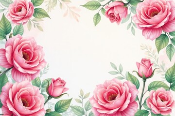 Delicate watercolor roses repeat across soft pastel background, rose, print, elegant