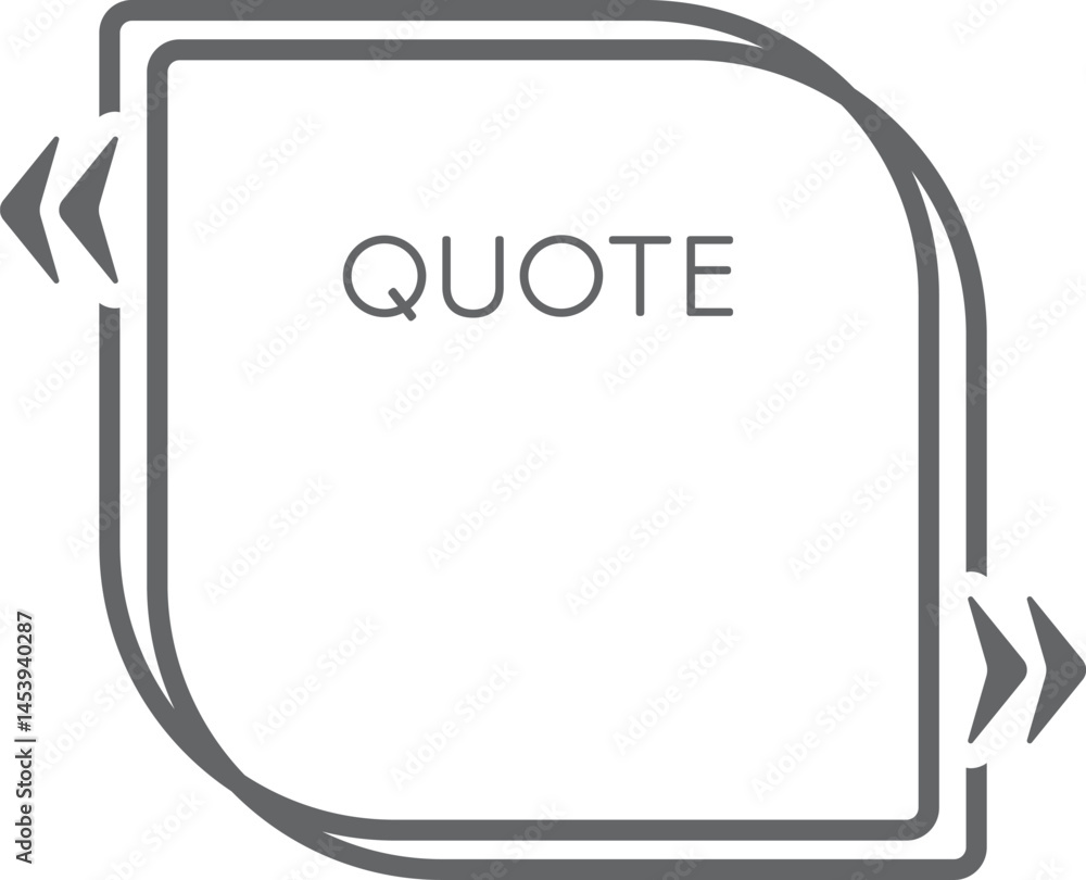 Poster quote box with double rounded corners and arrows inviting to swipe to read more, isolated on white b