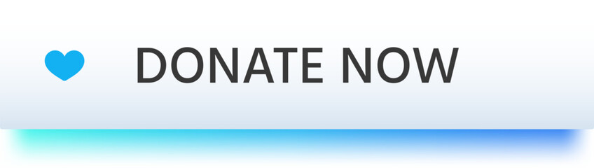 Light blue heart shape next to the words donate now over a gradient background from light blue to white invites, viewers to contribute to a worthy cause