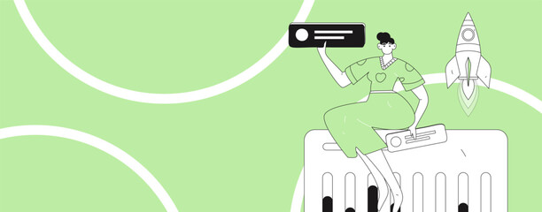 Communicate with consultants flat vector character concept operation hand drawn illustration
