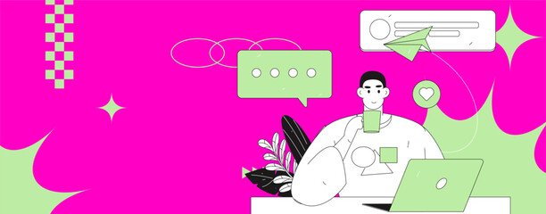 Communicate with consultants flat vector character concept operation hand drawn illustration
