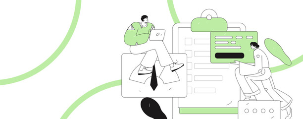 Communicate with consultants flat vector character concept operation hand drawn illustration
