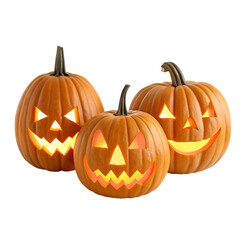Jack o lantern Pumpkin on isolated on transparent background.