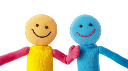 Love, smile and couple holding hands at sunset for bonding isolated on a white background