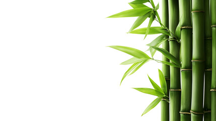 Lush Green Bamboo stalks and leaves nature isolated on a white background