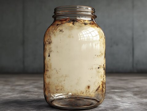 Old Glass Jar on Concrete Floor