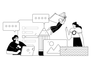 Communicate with consultants flat vector character concept operation hand drawn illustration
