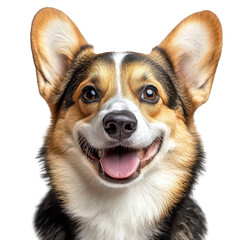Adorable smiling corgi isolated on white png cheerful corgi png animated dog face png cartoon pet isolated on white png transparent background image