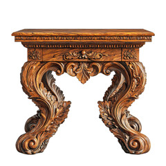 Antique carved wooden table isolated on white png traditional side table png carved legs table png antique furniture png transparent background image